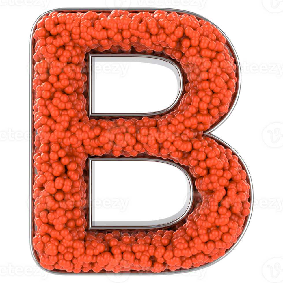 Letter B. Font made from balls. 3D Rendering png