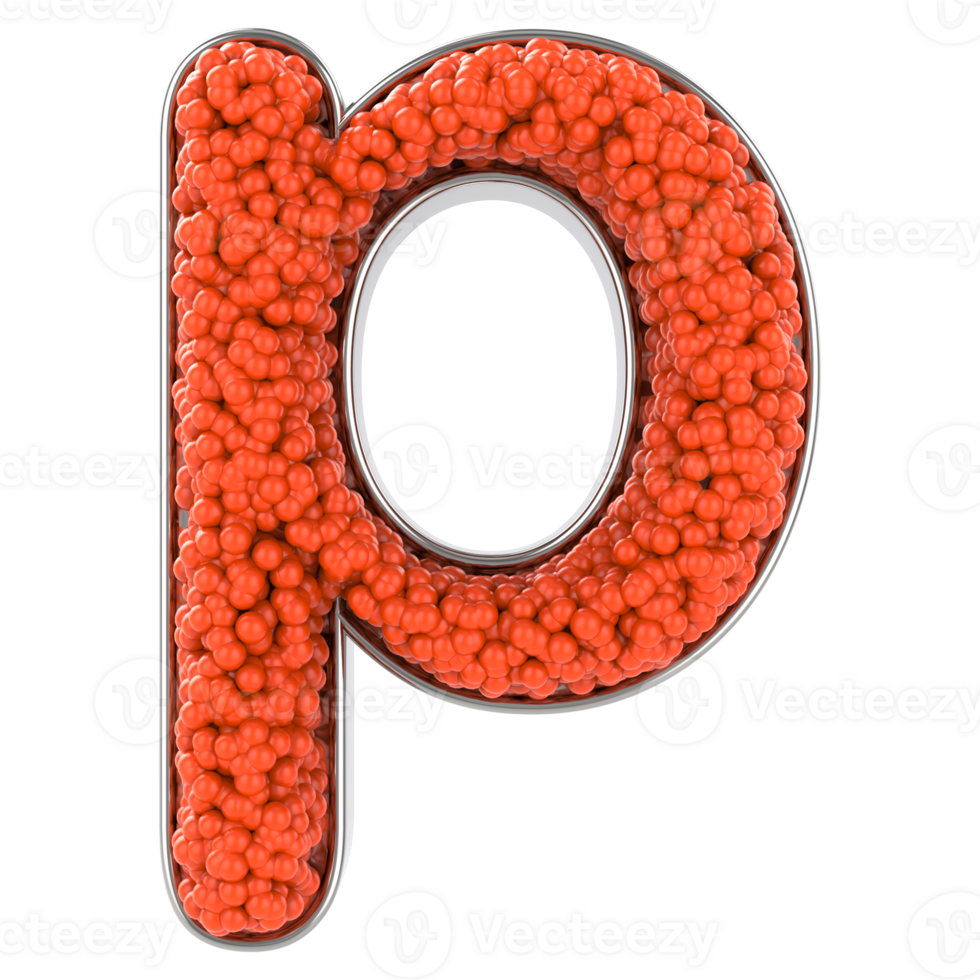 Letter p. Font made from balls. 3D Render png