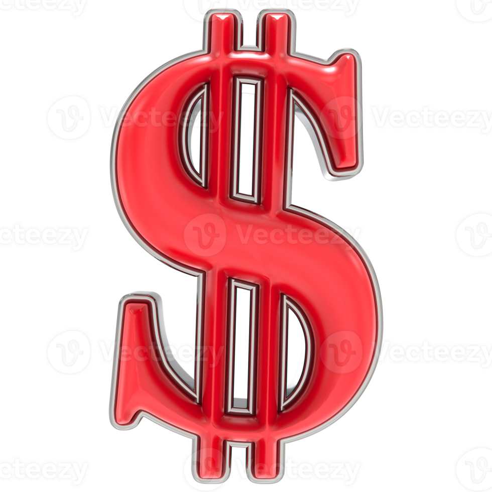 Dollar Red 3D Rendering png