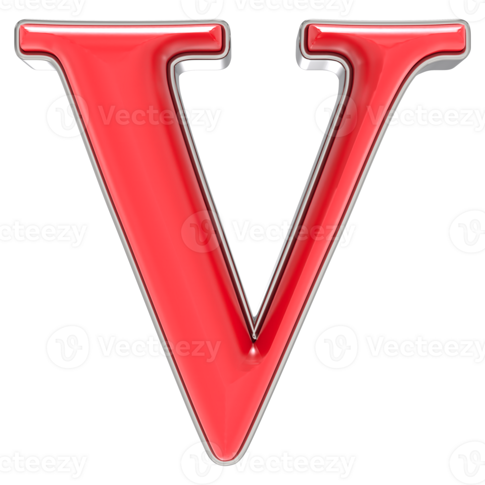 Font V Red 3D Render png