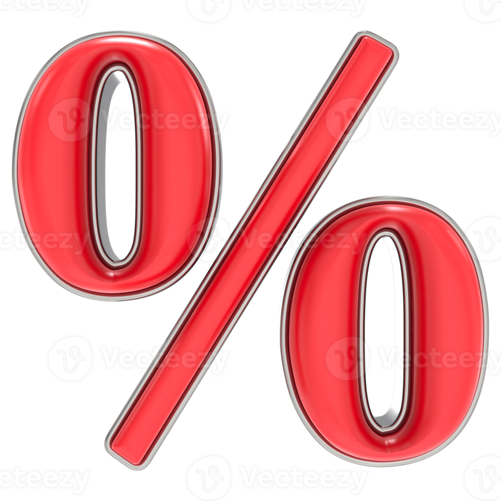 Percent Red 3D Rendering png