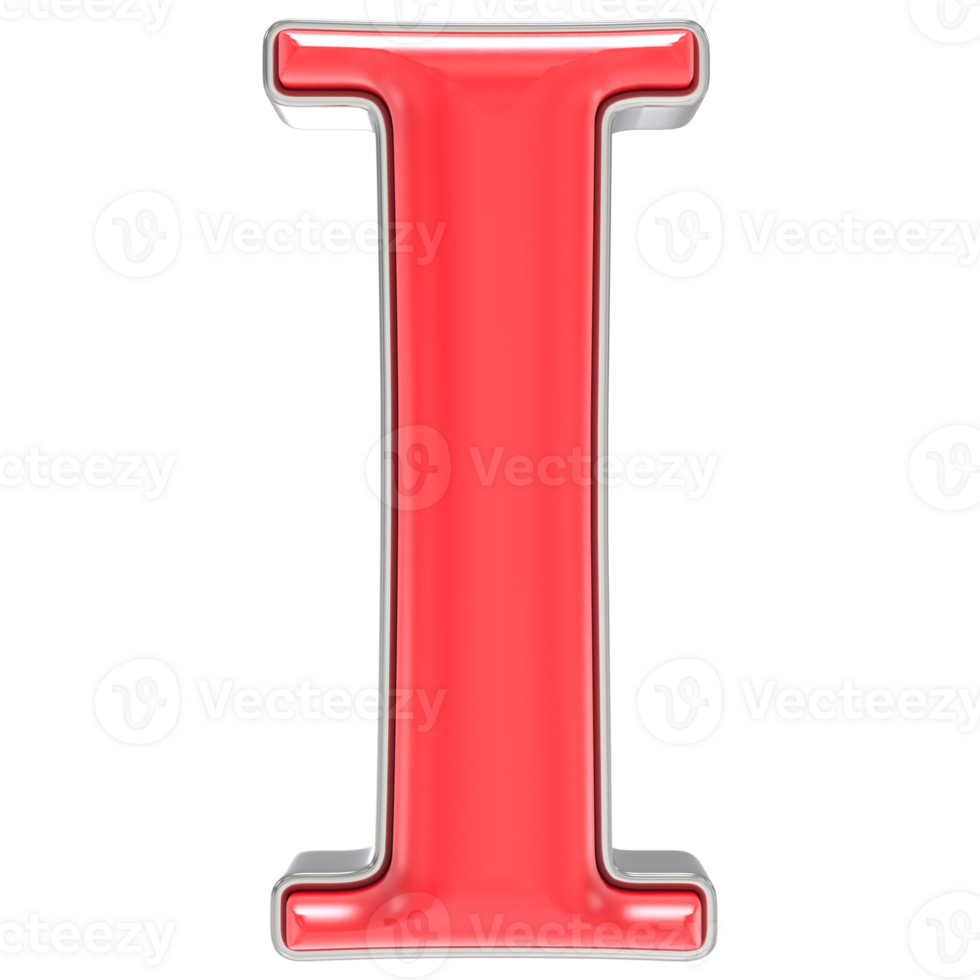Font I Red 3D Render png