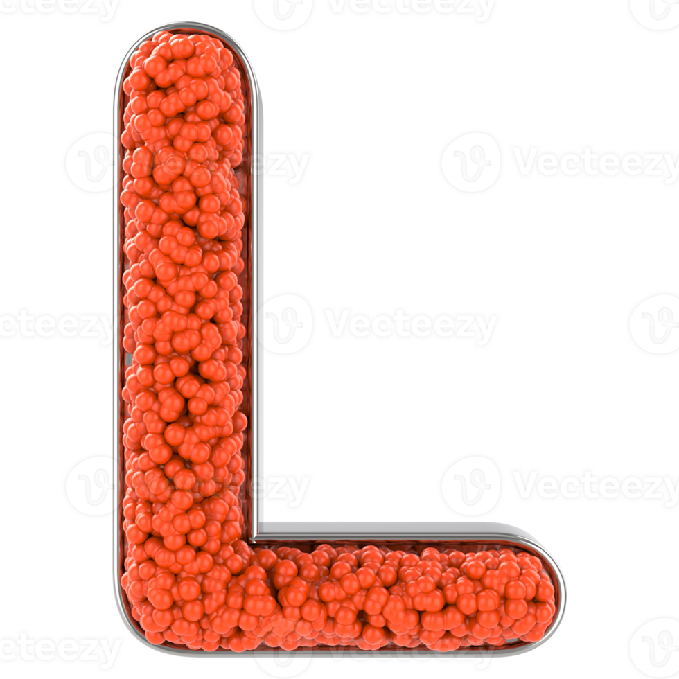 Letter L. Font made from balls. 3D Rendering png