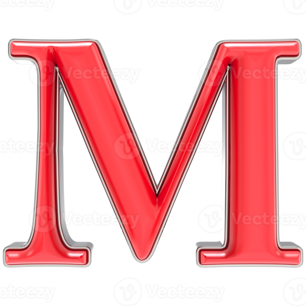 Font M Red 3D Render png