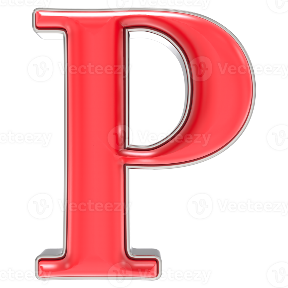 Font P Red 3D Render png