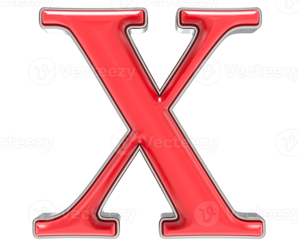 Font X Red 3D Render png