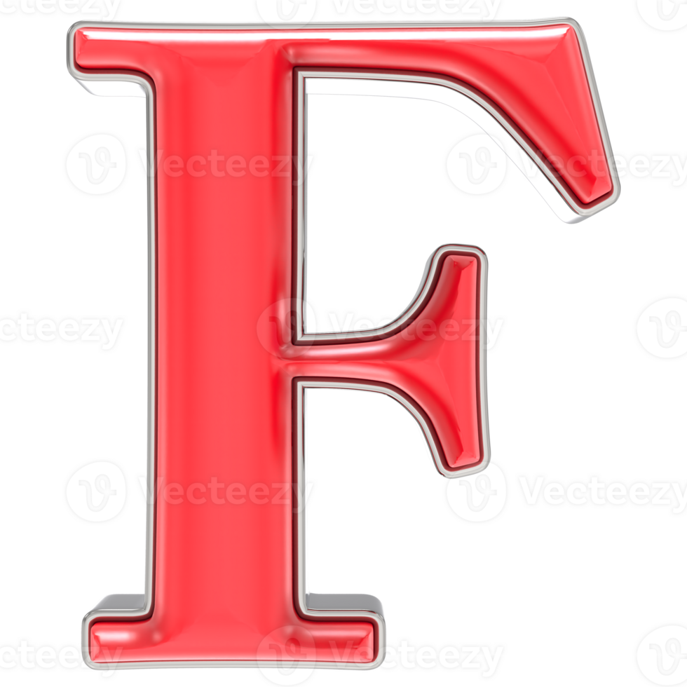 Font F Red 3D Render png