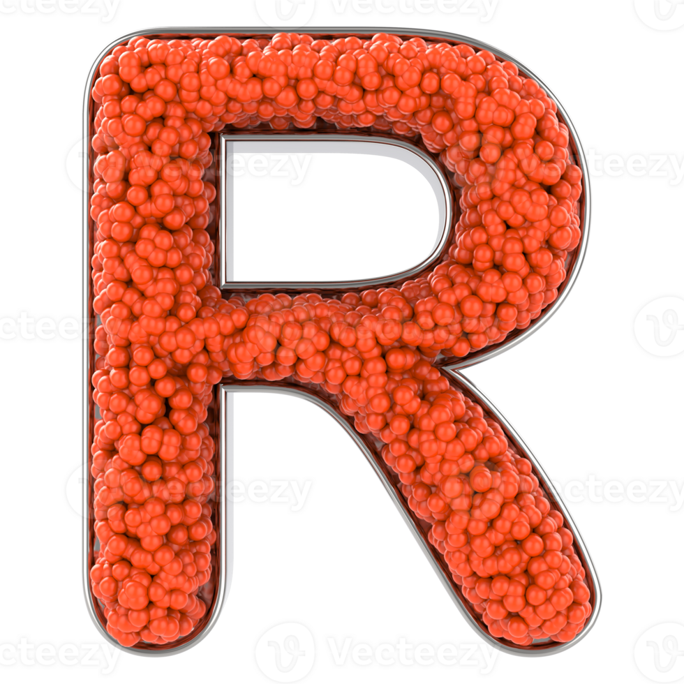 Letter R. Font made from balls. 3D Rendering png