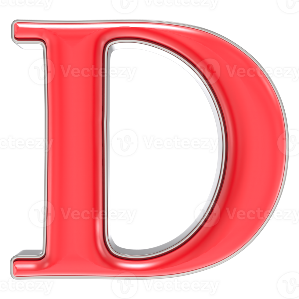 Font D Red 3D Render png