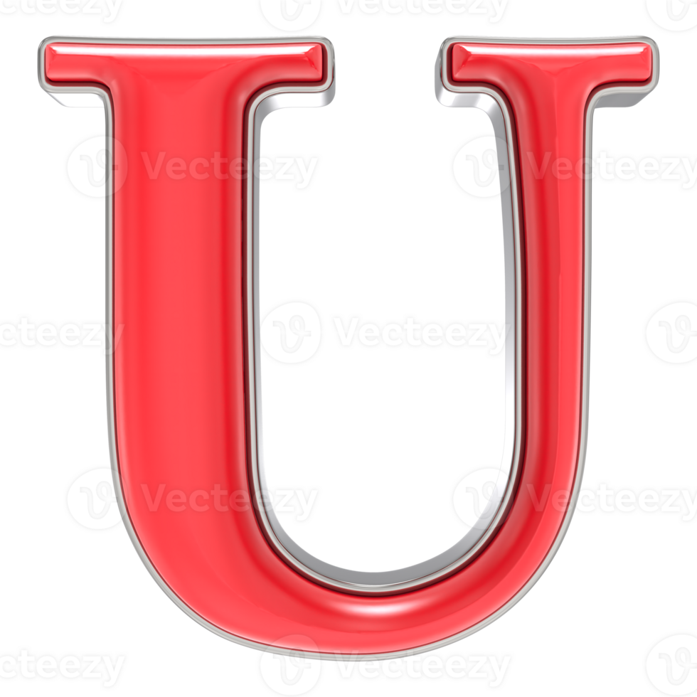 Font U Red 3D Render png