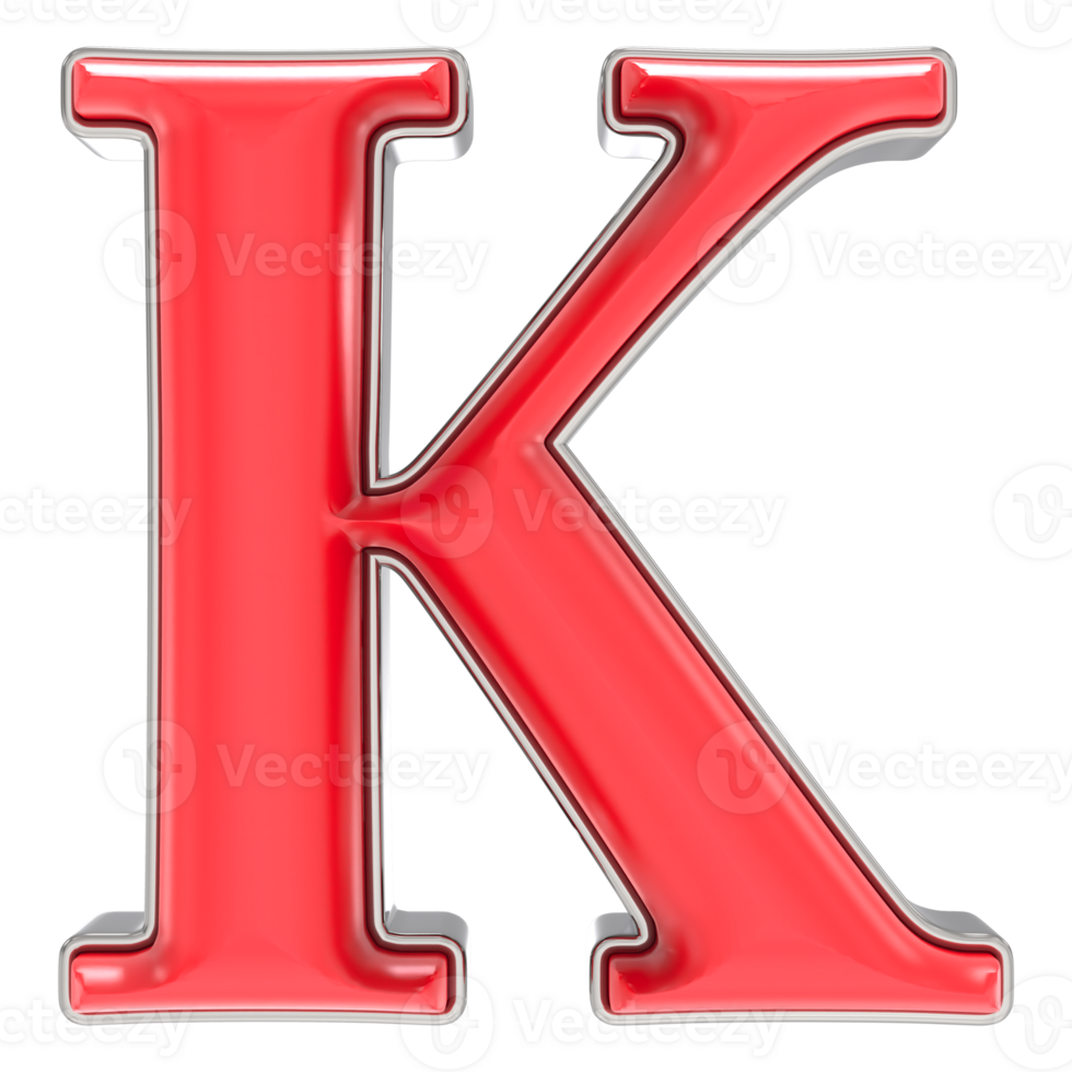 Font K Red 3D Render png