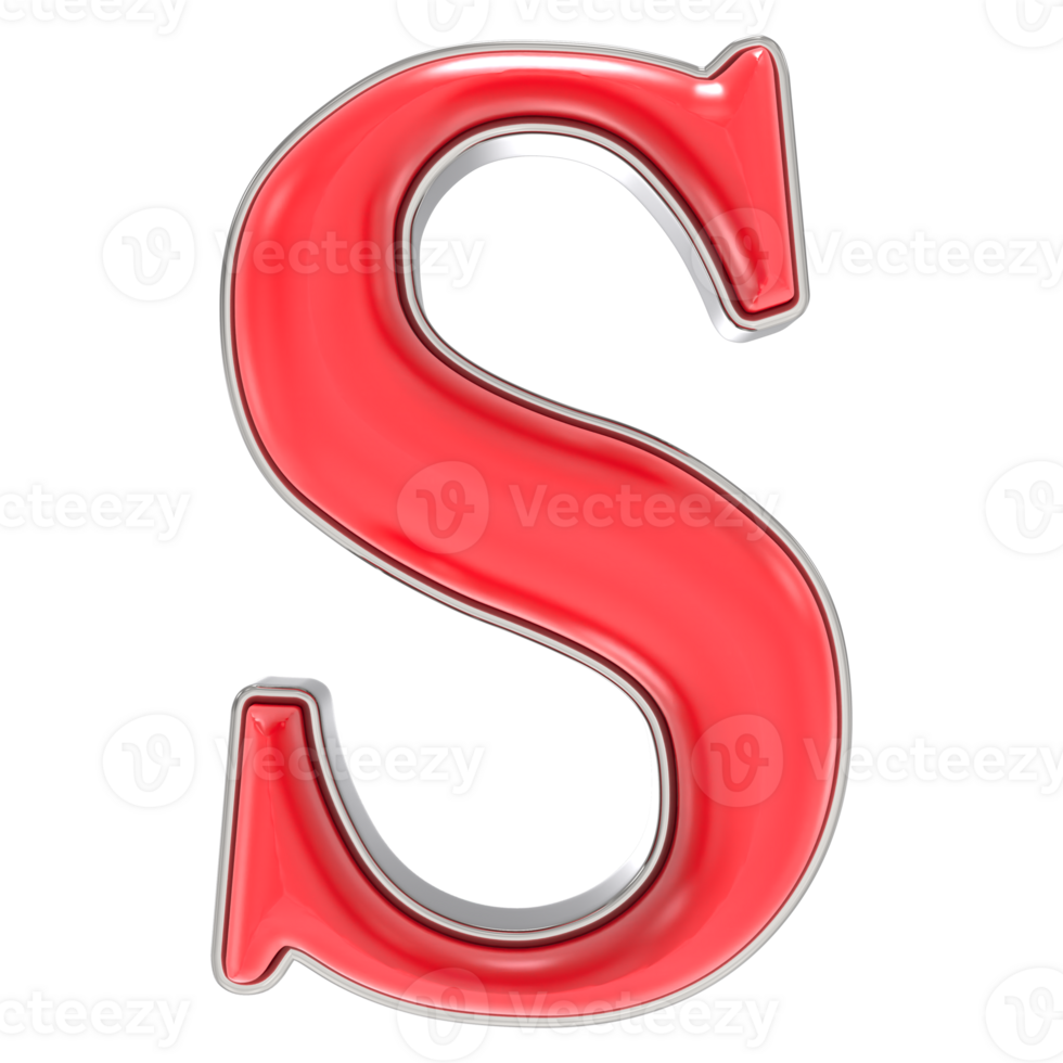 Font S Red 3D Render png