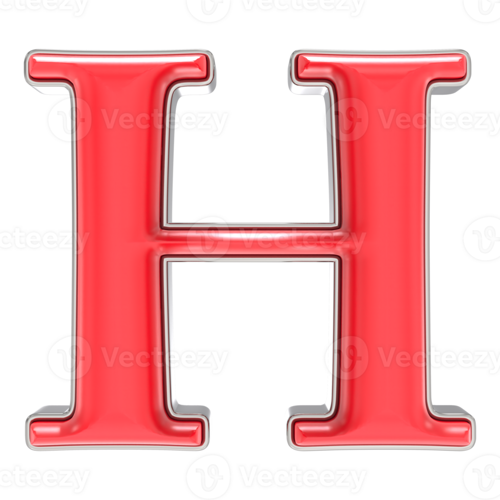 Font H Red 3D Render png