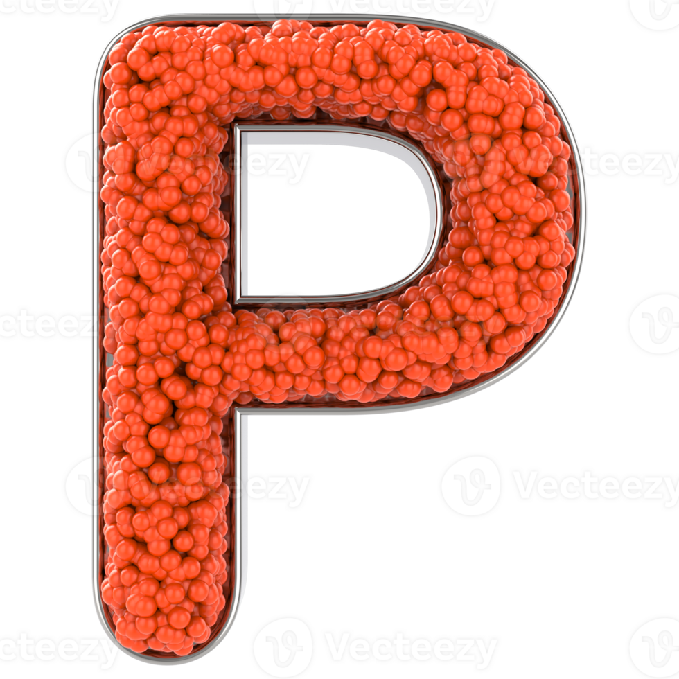 Letter P. Font made from balls. 3D Rendering png