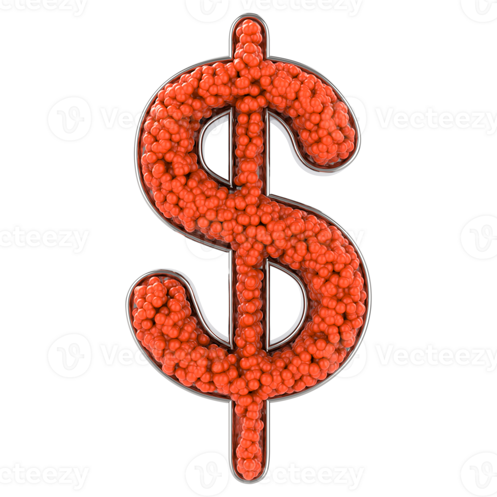 Dollar made from balls. 3D Render png