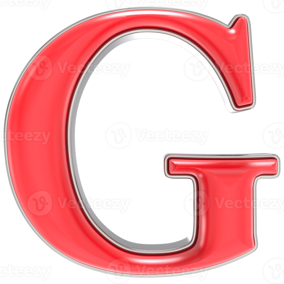 Font G Red 3D Render png