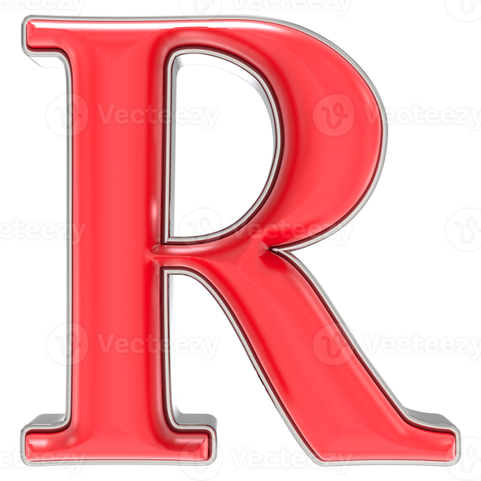 Font R Red 3D Render png