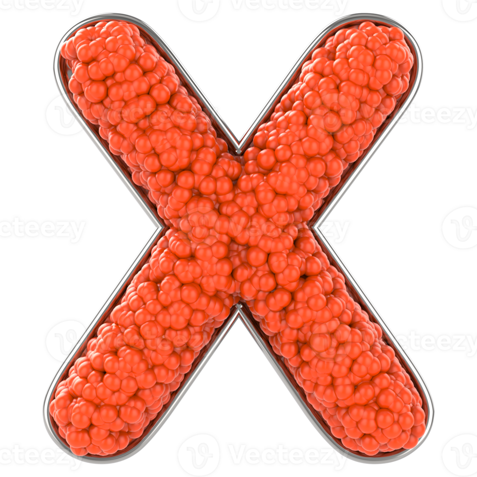 Letter x. Font made from balls. 3D Render png