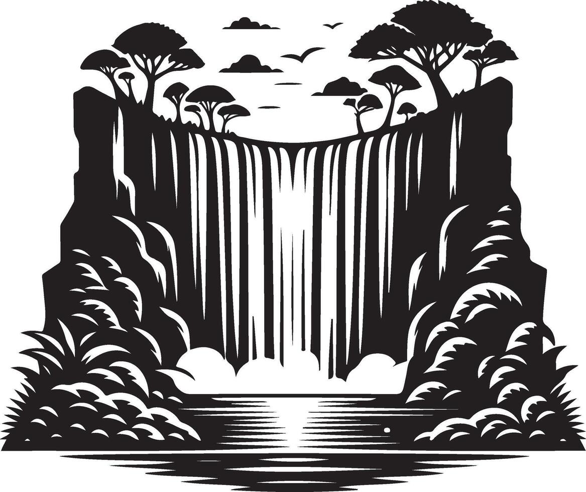 waterfall black art vector