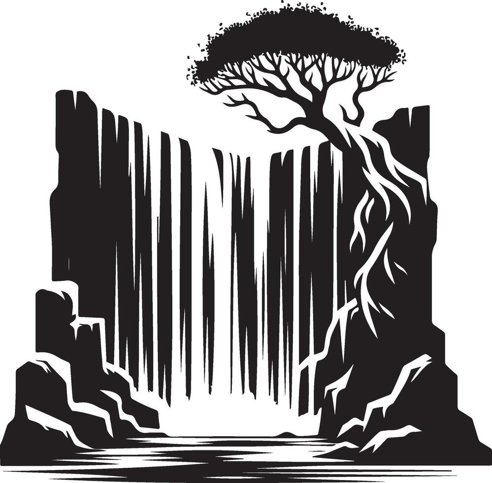 waterfall black art vector