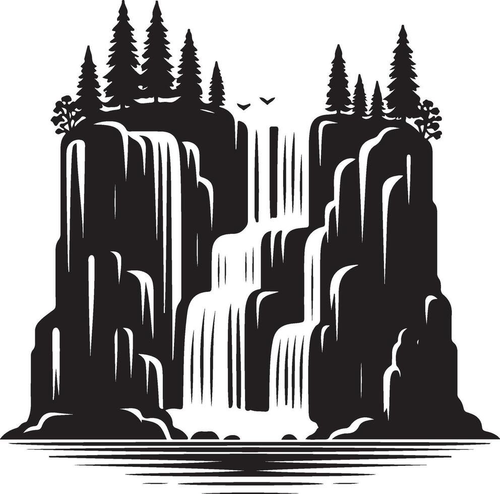 waterfall black art vector