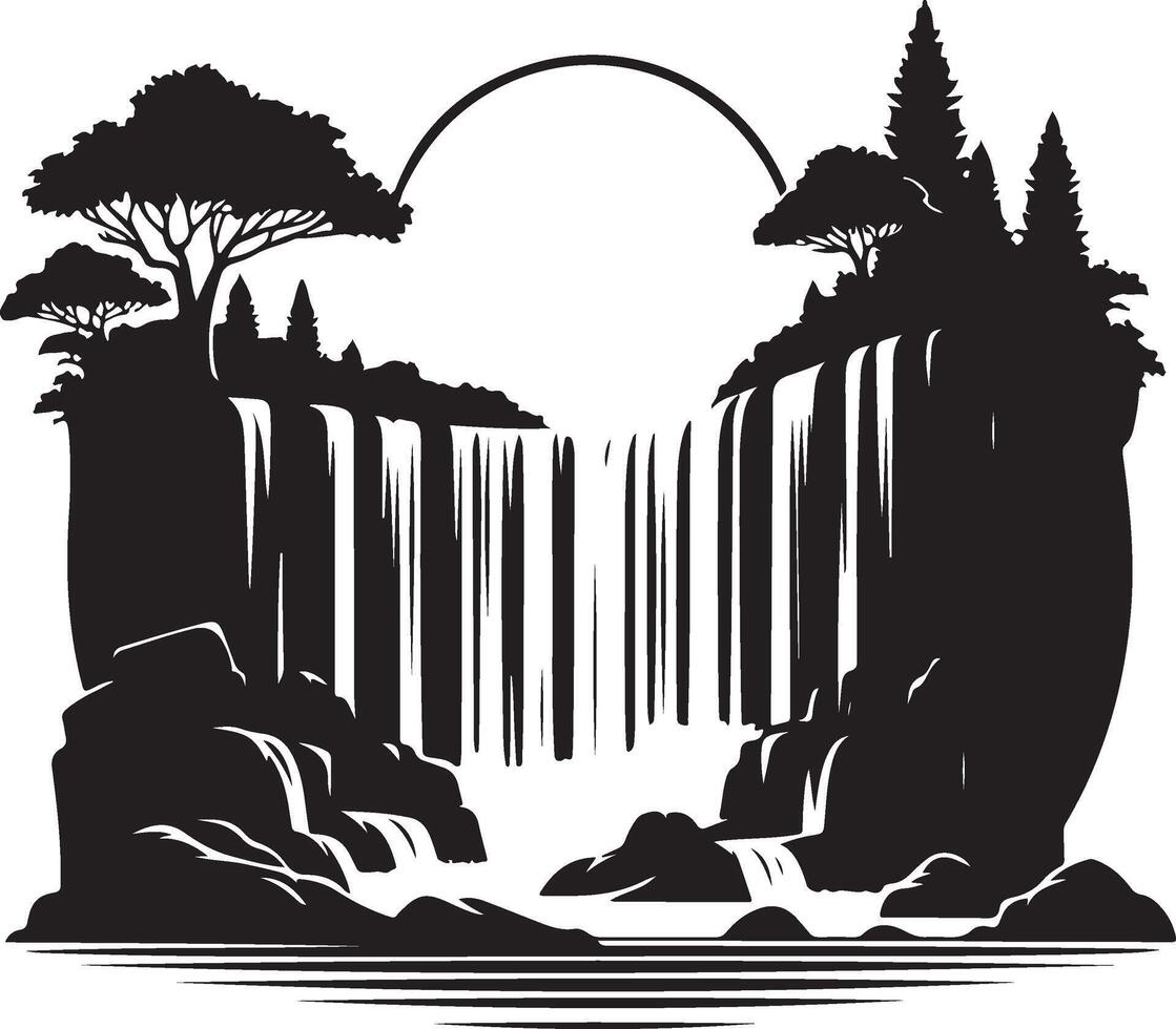 waterfall black art vector