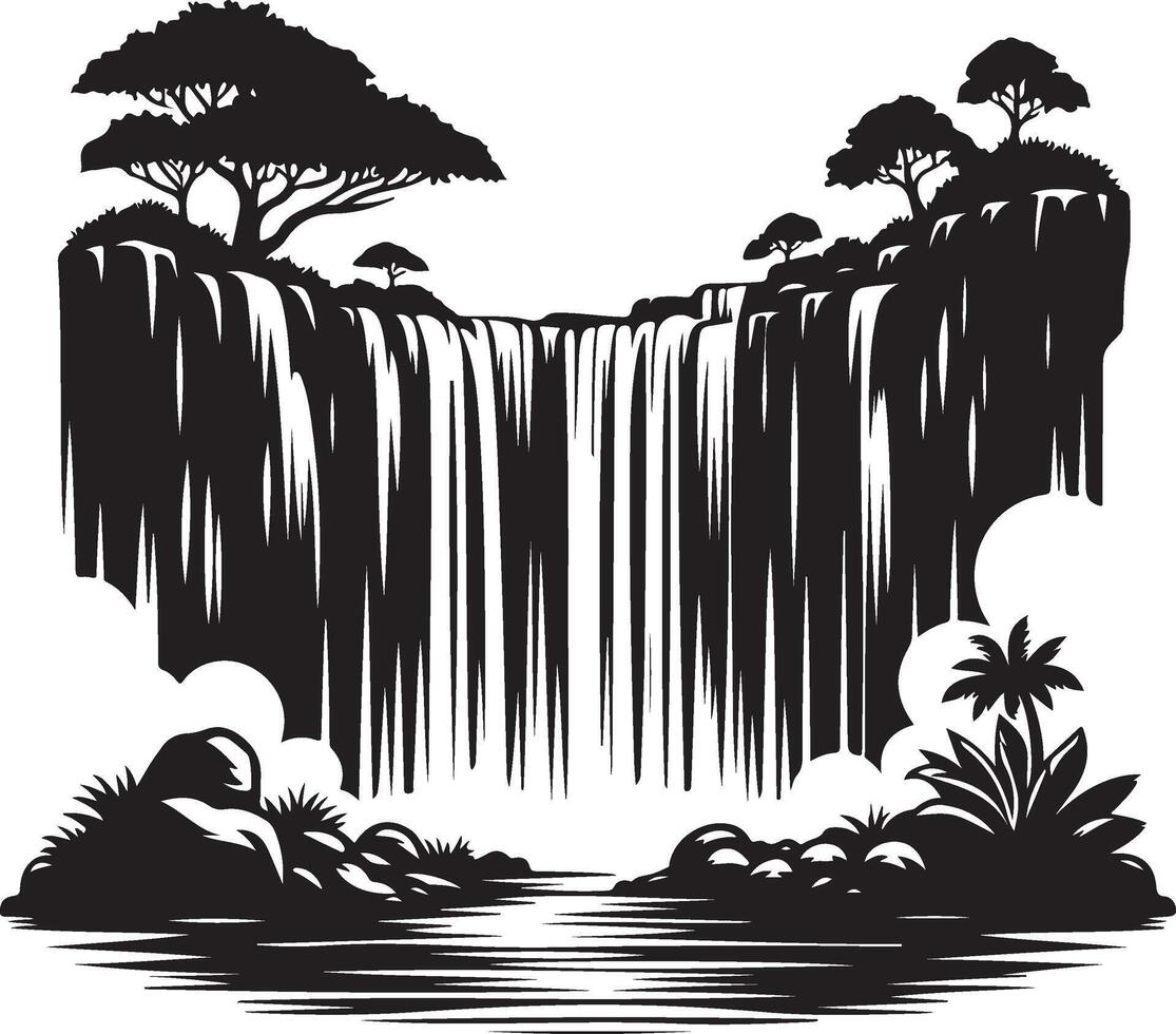 waterfall black art vector