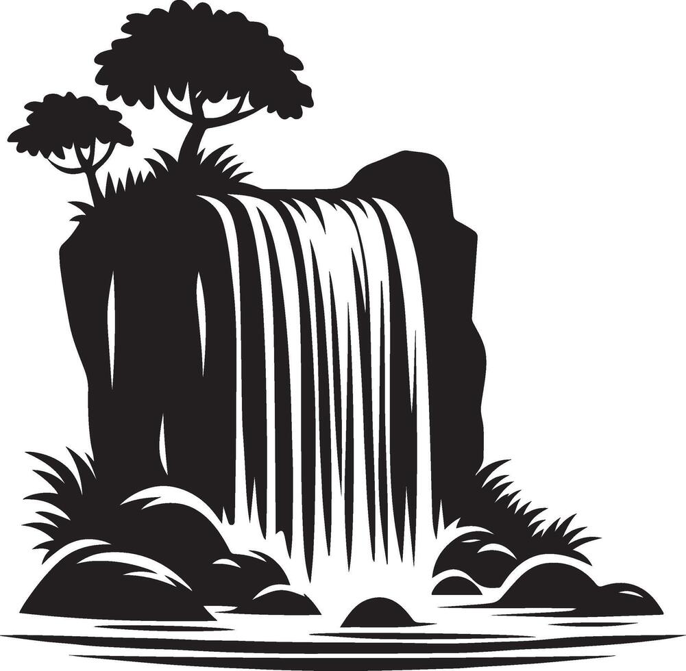 waterfall black art vector
