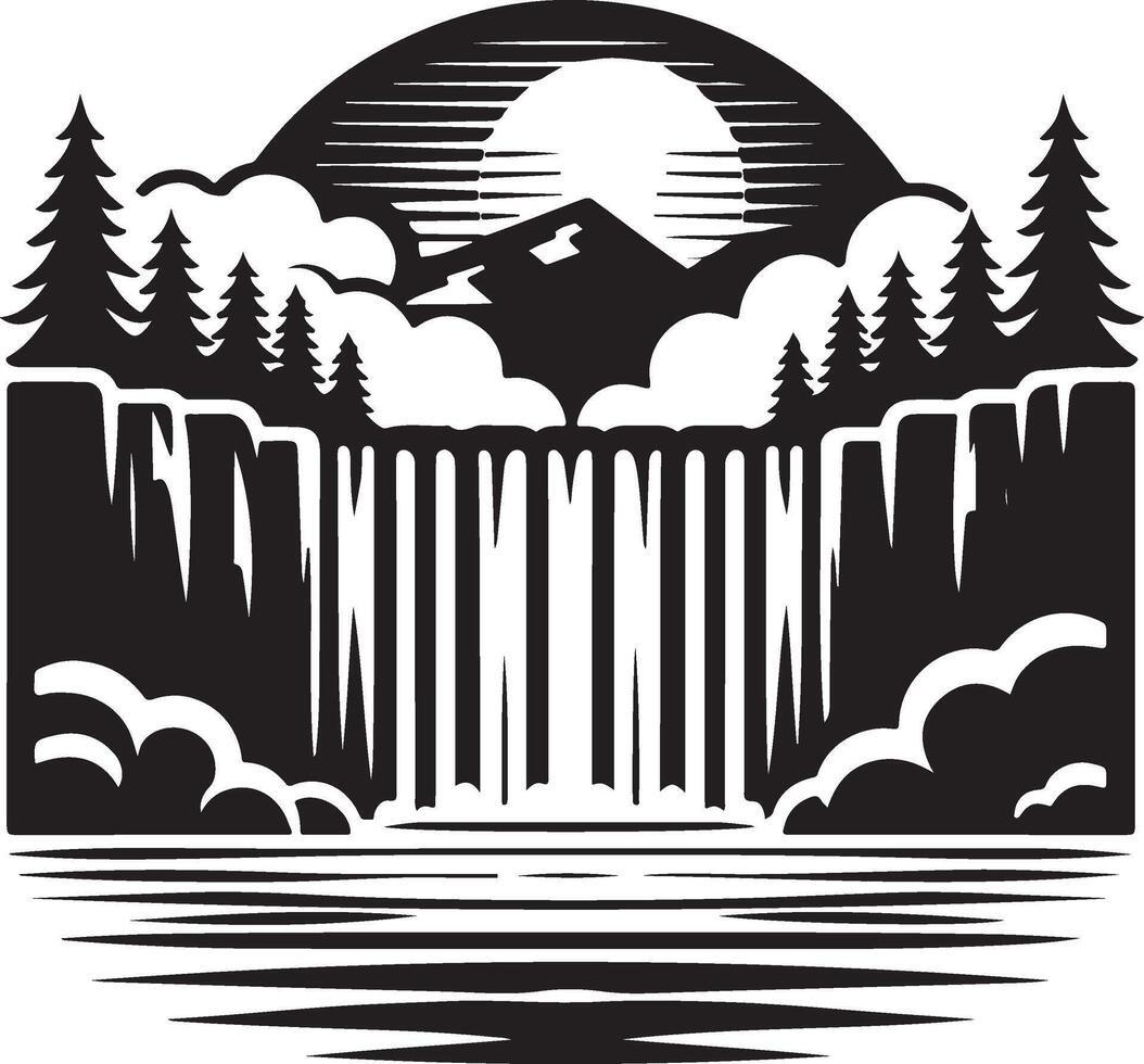 waterfall black art vector