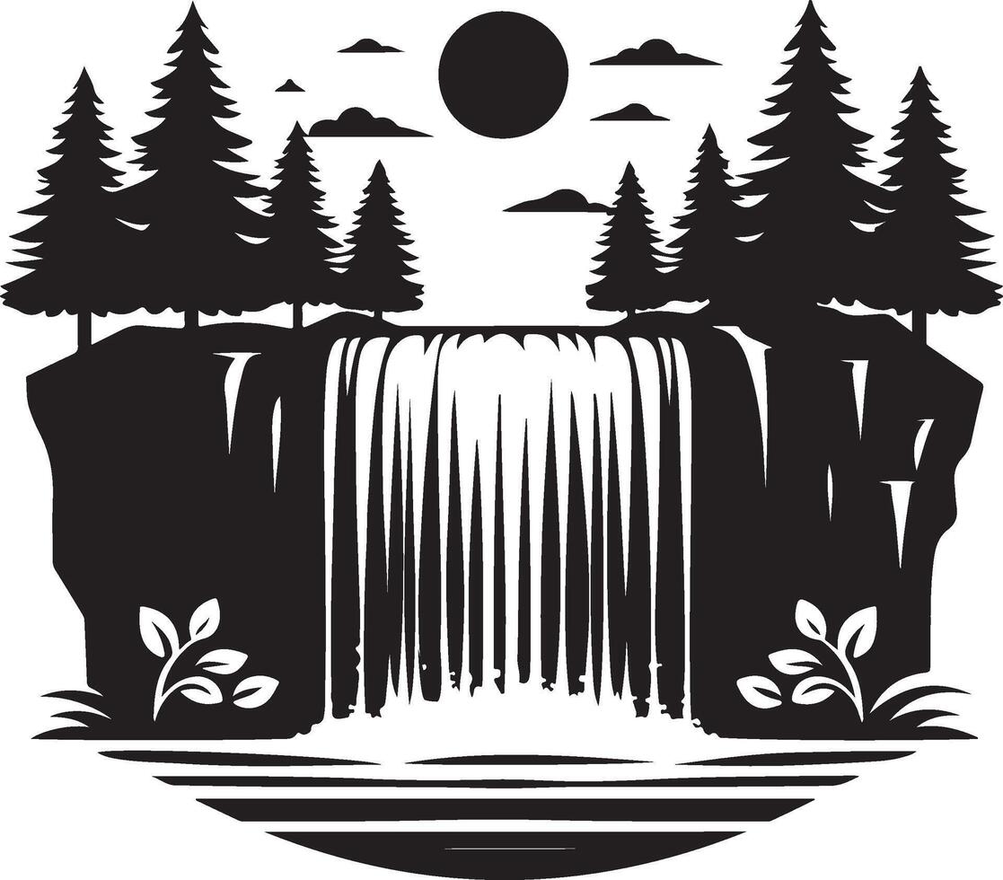 waterfall black art vector