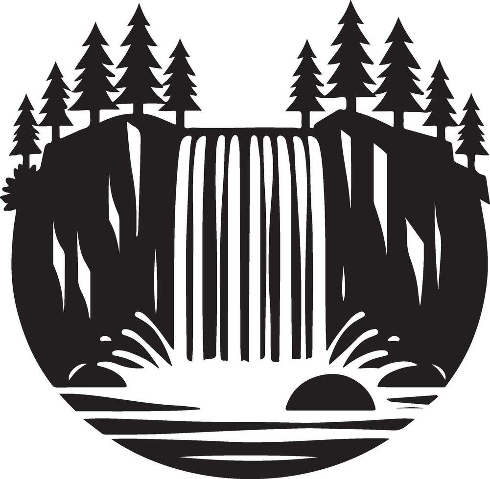 waterfall black art vector
