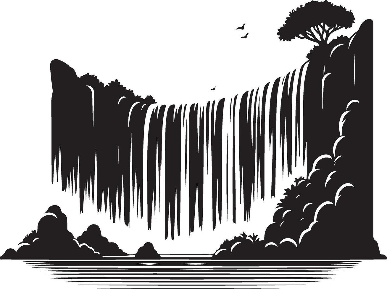 waterfall black art vector