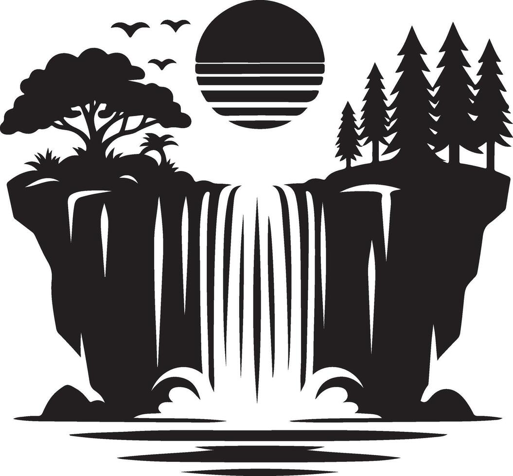 waterfall black art vector