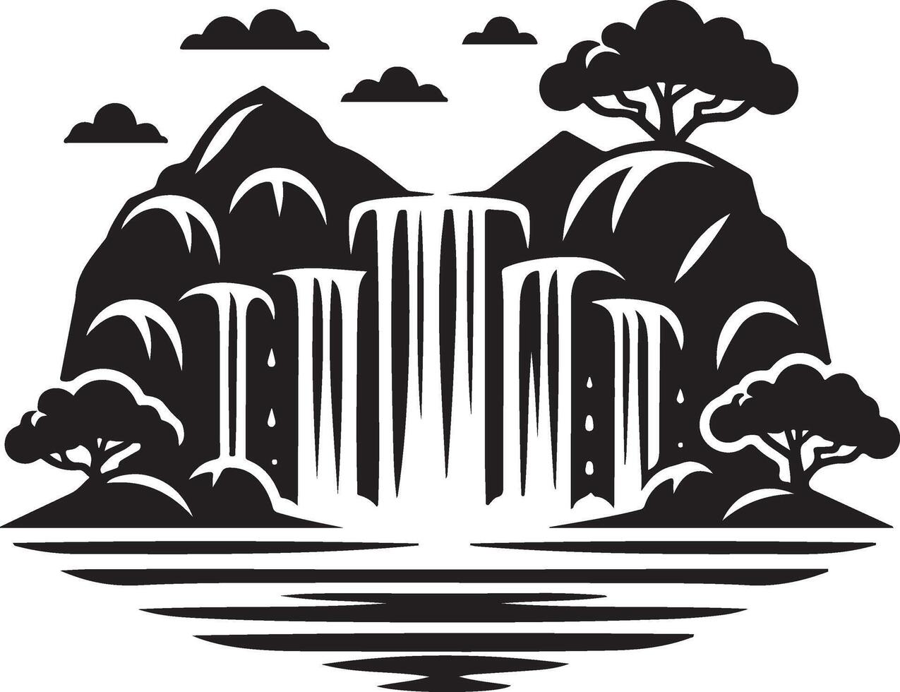 waterfall black art vector