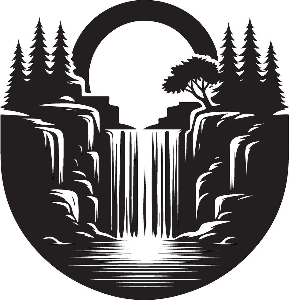 waterfall black art vector