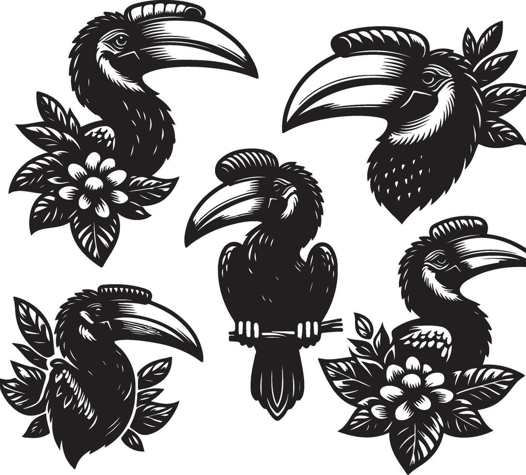 simple hornbill bundle vector