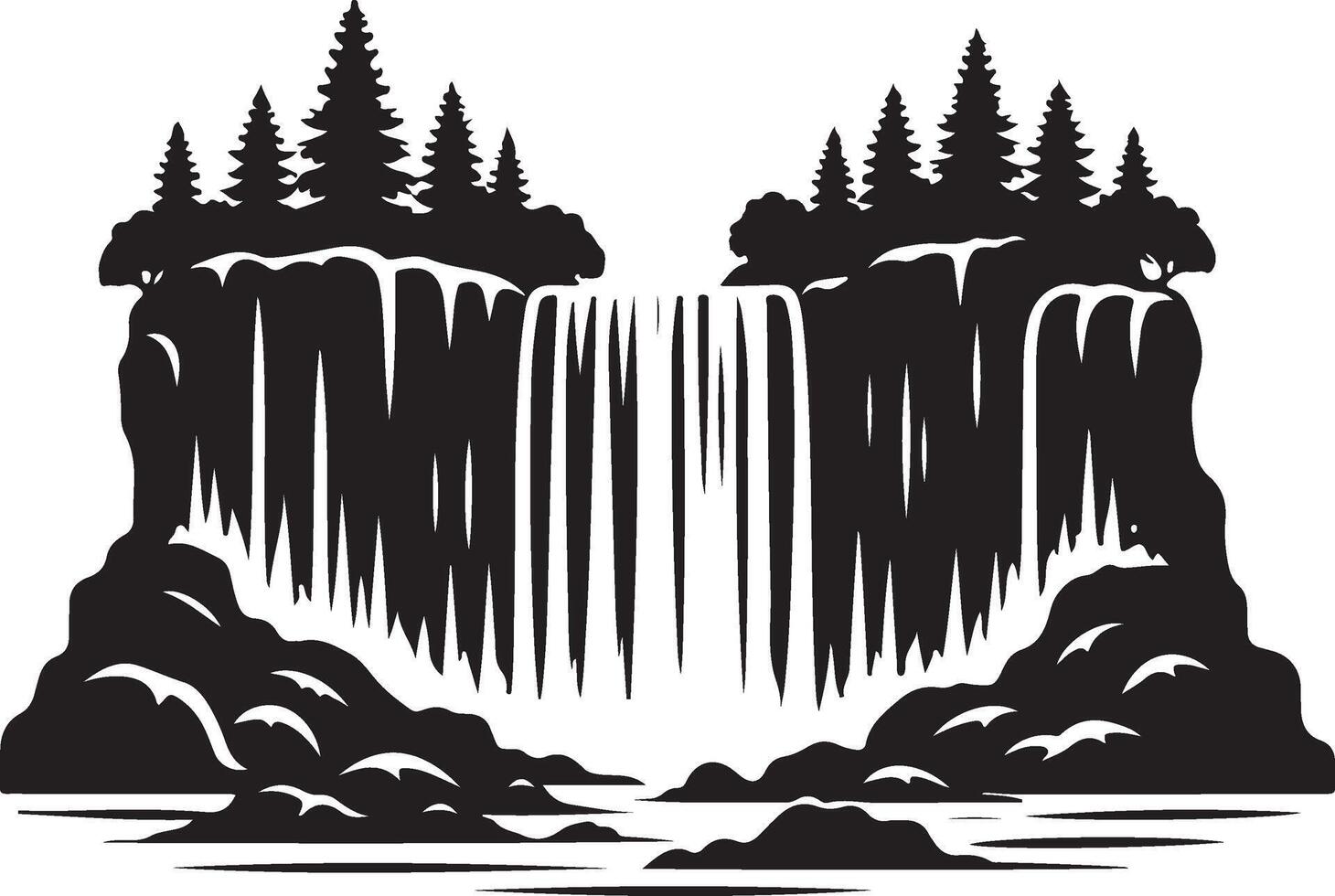 waterfall black art vector