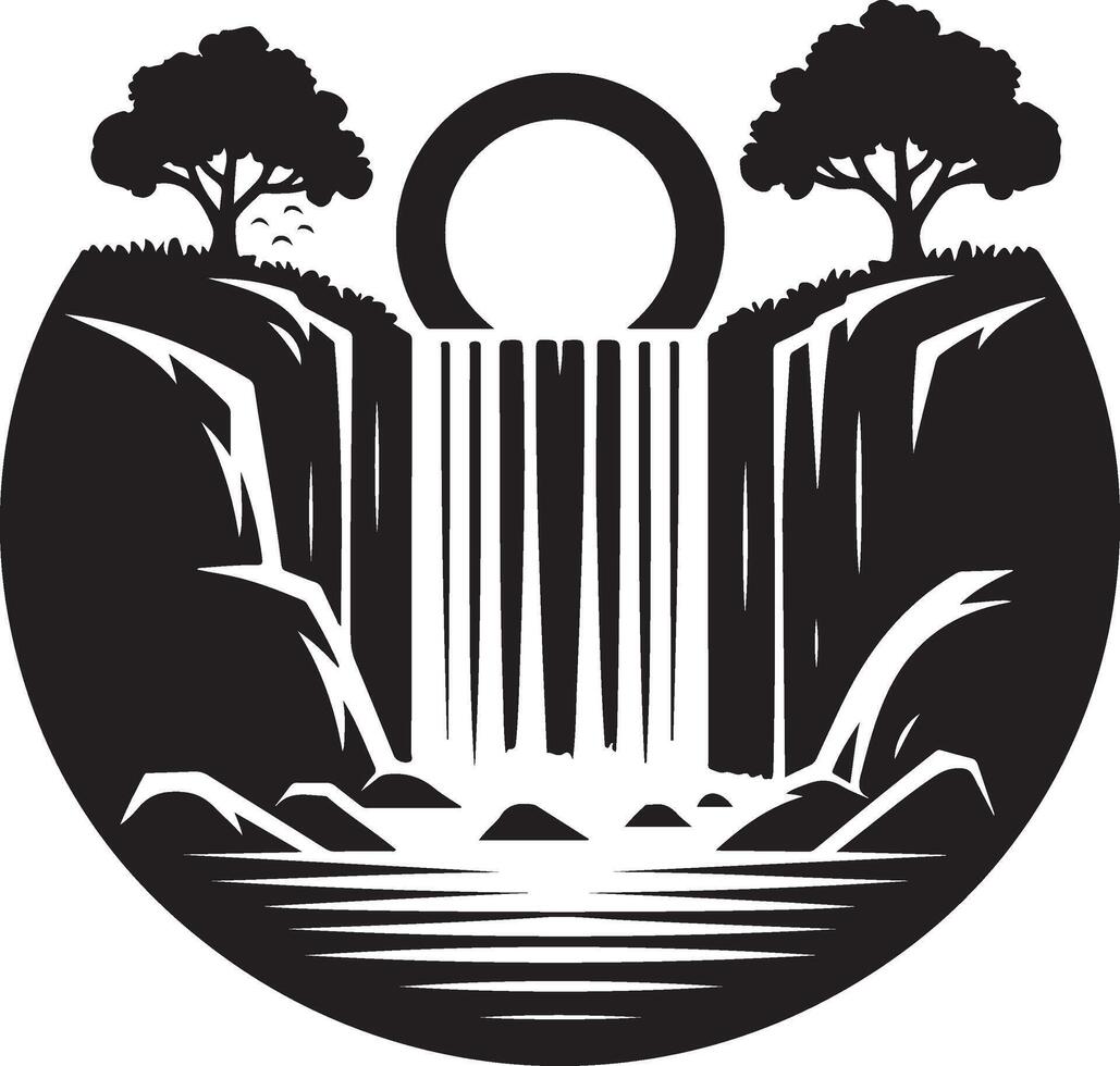 waterfall black art vector