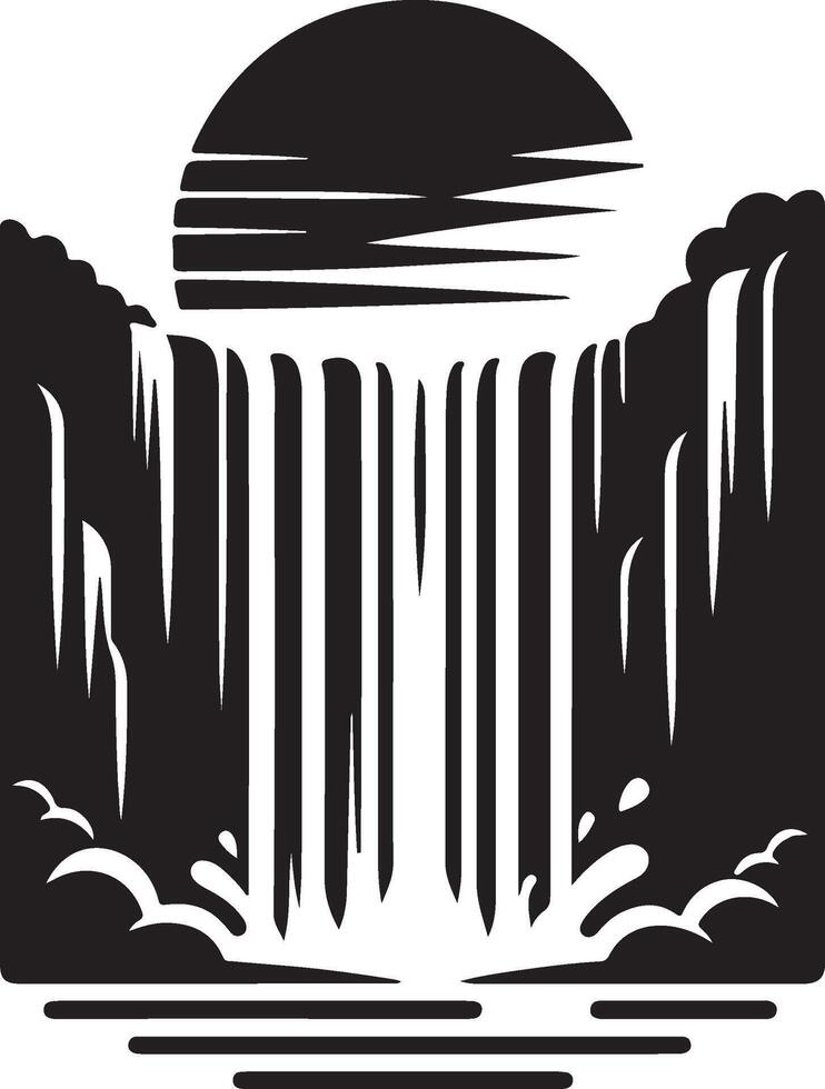 waterfall black art vector