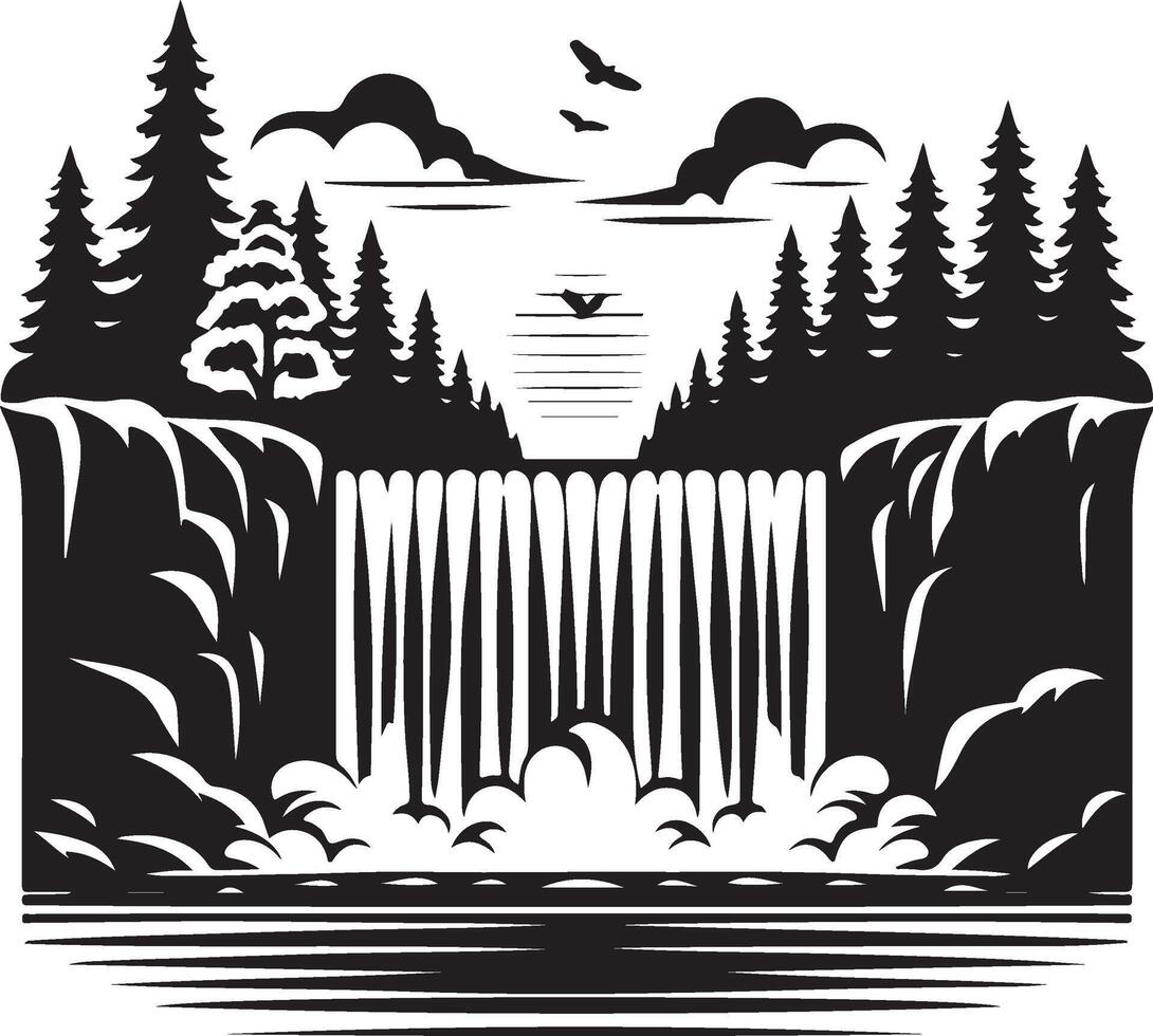 waterfall black art vector