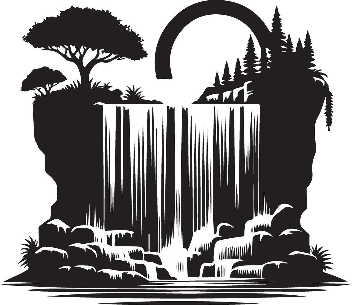 waterfall black art vector