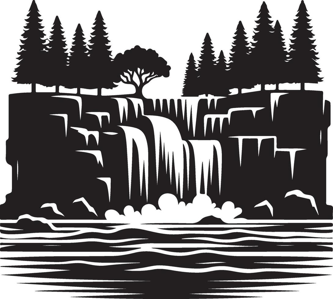 waterfall black art vector