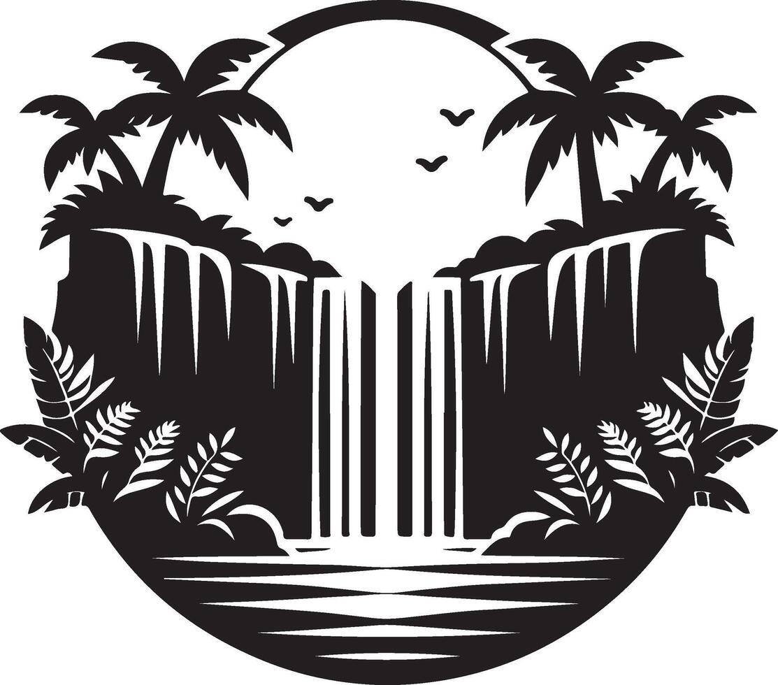 waterfall black art vector