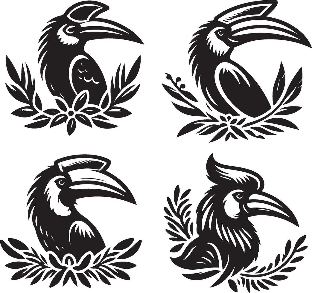 simple hornbill bundle vector