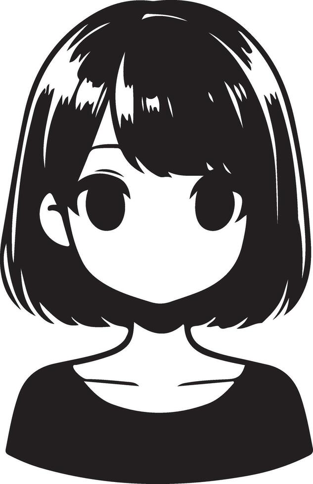 Japanese girl hairstyle black vector