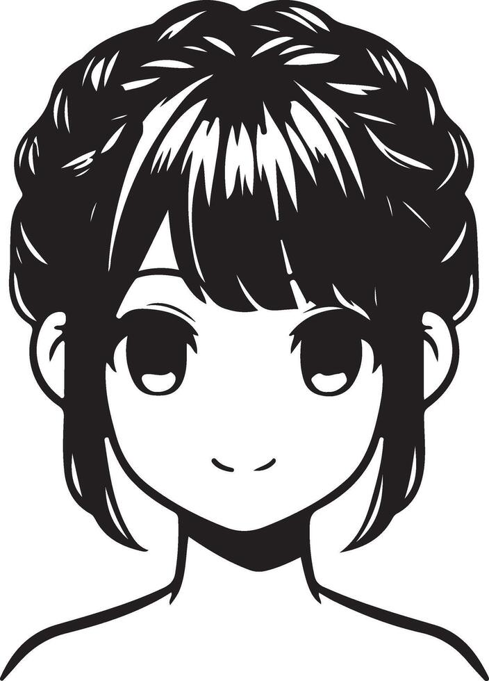 Japanese girl hairstyle black vector