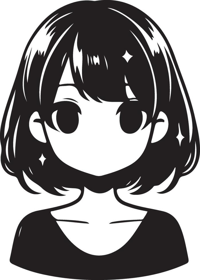 Japanese girl hairstyle black vector