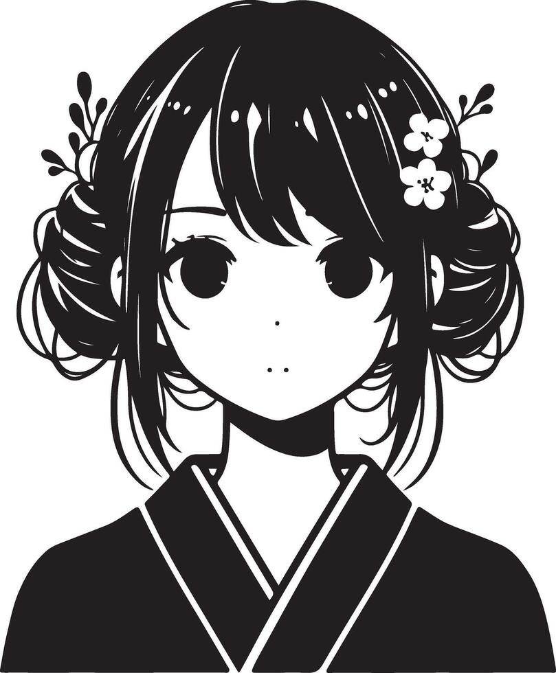 Japanese girl hairstyle black vector