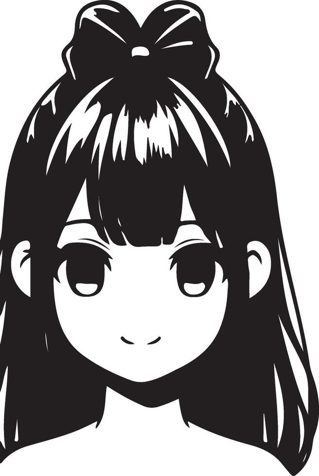 Japanese girl hairstyle black vector