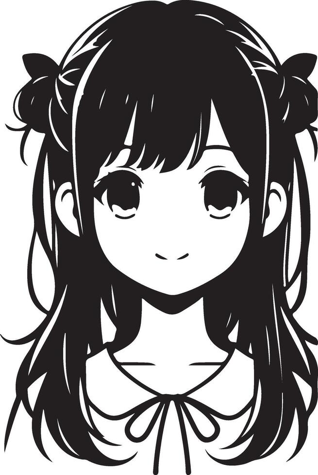 Japanese girl hairstyle black vector